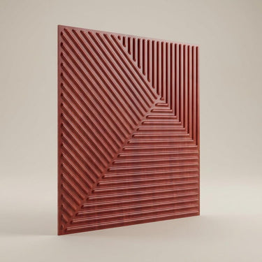 True Dark Cherry - Greek Geometric - Brown, Wooden - Decorative Ceiling Panel - 2 ft x 2 ft