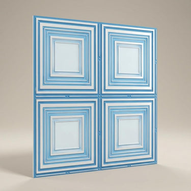 Vision Blue Dove - Greek Geometric - Blue, Grey - Decorative Ceiling Panel - 2 ft x 2 ft