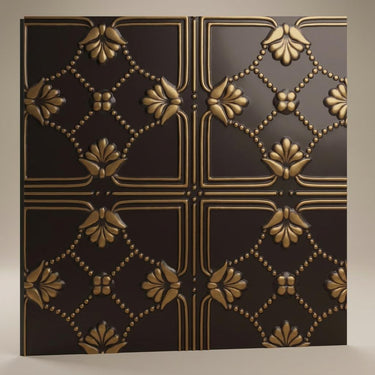 Antique Gold Metallic - Baali Botanical - Gold, Brown - Decorative Ceiling Panel - 2 ft x 2 ft