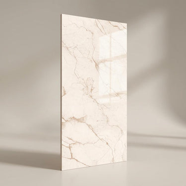 Amaze Crème Silk, Warm White, Marble, Tiles - Vitrified - Full Body, 5 x 2.5 ft, 9 mm