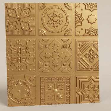 Hue Gold - Persian Motifs - Gold - Decorative Ceiling Panel - 2 ft x 2 ft