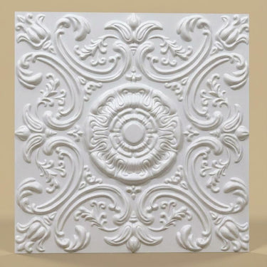 Mist Cloud Paintable - Baali Botanical - White - Decorative Ceiling Panel - 2 ft x 2 ft