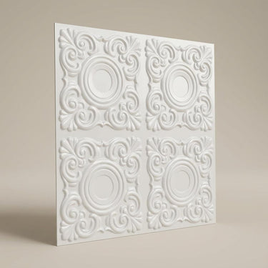 Pearl Cotton Paintable - Baali Botanical - White - Decorative Ceiling Panel - 2 ft x 2 ft