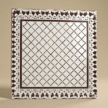 Exhibit Aqua Tin - Moraccan Meshwork - Blue, Silver - Decorative Ceiling Panel - 2 ft x 2 ft