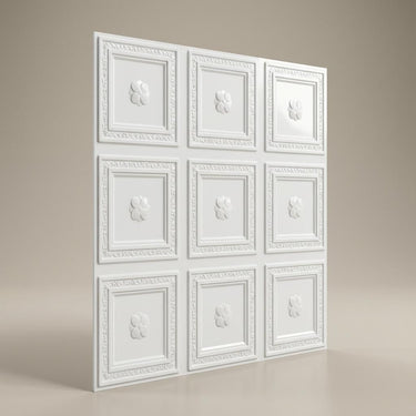 Paintable Transparent - Greek Geometric - White - Decorative Ceiling Panel - 2 ft x 2 ft