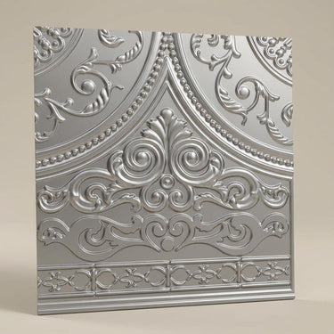 Deep Silver - Persian Motifs - Silver - Decorative Ceiling Panel - 2 ft x 2 ft