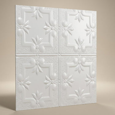 Paintable Minimal - Baali Botanical - White - Decorative Ceiling Panel - 2 ft x 2 ft
