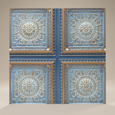 Chromatic Golden Swan - Persian Motifs - Gold, Yellow - Decorative Ceiling Panel - 2 ft x 2 ft