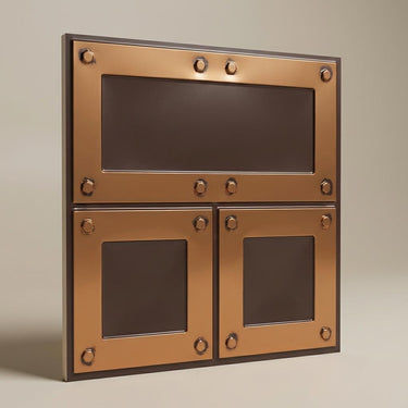 Antique Copper Gold - Greek Geometric - Gold, Brown - Decorative Ceiling Panel - 2 ft x 2 ft