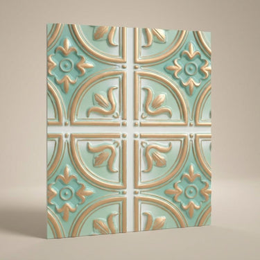 Bright Arabian Green - Baali Botanical - Green, Gold - Decorative Ceiling Panel - 2 ft x 2 ft