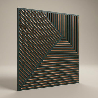 Burnished Royal Green - Greek Geometric - Green, Black - Decorative Ceiling Panel - 2 ft x 2 ft