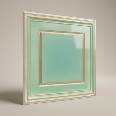 Artistic Arabian Green - Greek Geometric - Green, Gold - Decorative Ceiling Panel - 2 ft x 2 ft