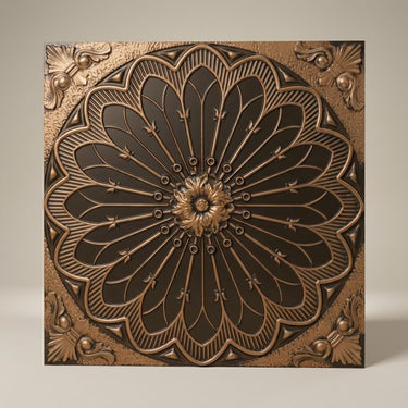 Traditional Antique Gold - Baali Botanical - Gold, Brown - Decorative Ceiling Panel - 2 ft x 2 ft