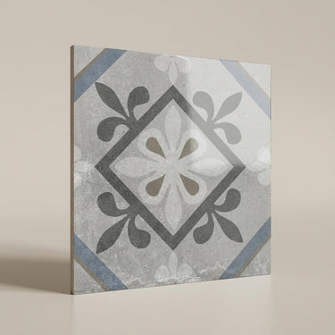 Morocal-185 Designer, Medium Grey, Printed, Tiles - Vitrified - Full Body, 1 x 1 ft, 9 mm