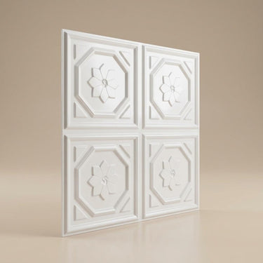 Simple Paintable - Greek Geometric - White - Decorative Ceiling Panel - 2 ft x 2 ft