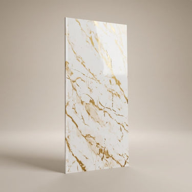 Aria Echo 480 Golden White PVC Panels | 9.5 x 0.5 Ft, 5 mm