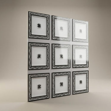Intense Royal Black - Greek Geometric - Black, Grey - Decorative Ceiling Panel - 2 ft x 2 ft