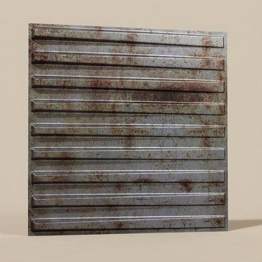 Oxidized Old Town Tin - Greek Geometric - Grey, Silver - Decorative Ceiling Panel - 2 ft x 2 ft