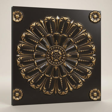 Rustic Antique Gold - Baali Botanical - Gold, Brown - Decorative Ceiling Panel - 2 ft x 2 ft