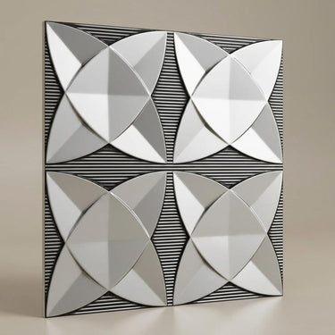 Antique Silver Burnished - Greek Geometric - Silver, Grey - Decorative Ceiling Panel - 2 ft x 2 ft