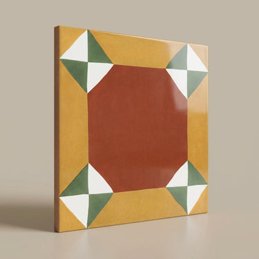 Chettinad Royal Geometric, Dark Brown, Athangudi, Tiles - Vitrified - Full Body, 1 x 1 ft, 9 mm