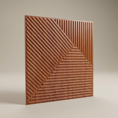 Timber Cherry Wood - Greek Geometric - Brown, Wooden - Decorative Ceiling Panel - 2 ft x 2 ft