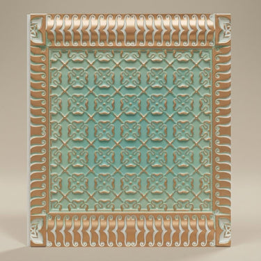 Pattern Arabian Green - Moraccan Meshwork - Green, Gold - Decorative Ceiling Panel - 2 ft x 2 ft