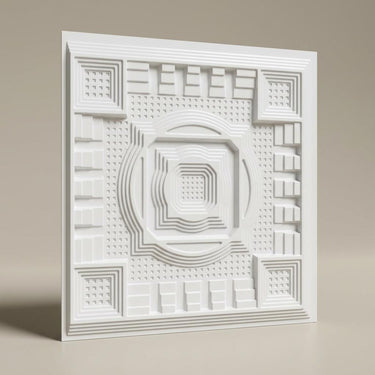 Single White Matt - Greek Geometric - White - Decorative Ceiling Panel - 2 ft x 2 ft