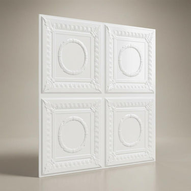 Paintable Pearl - Persian Motifs - White - Decorative Ceiling Panel - 2 ft x 2 ft