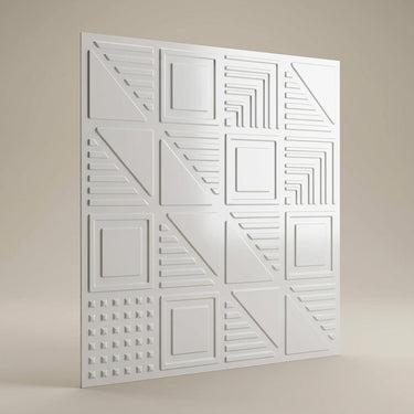 Minimal Porcelain Paintable - Greek Geometric - White - Decorative Ceiling Panel - 2 ft x 2 ft