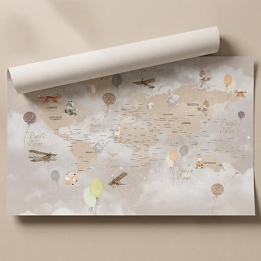Animal World Map, Kiddopia, Wallpaper, 54  sft