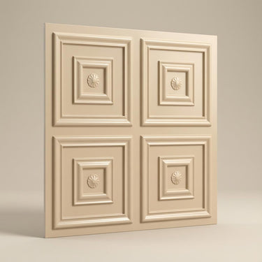 Natural Dairy Cream - Greek Geometric - Beige - Decorative Ceiling Panel - 2 ft x 2 ft