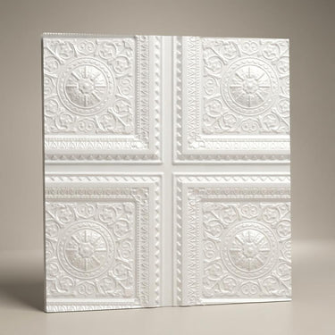Paintable Base - Persian Motifs - White - Decorative Ceiling Panel - 2 ft x 2 ft