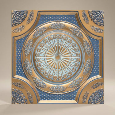 Striking Golden Swan - Baali Botanical - Gold, Yellow - Decorative Ceiling Panel - 2 ft x 2 ft