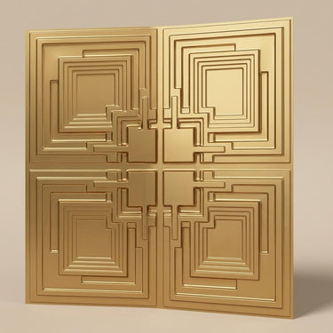 Wash Gold - Greek Geometric - Gold - Decorative Ceiling Panel - 2 ft x 2 ft