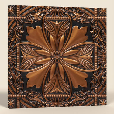 Antique Copper Tarnished - Baali Botanical - Copper, Bronze - Decorative Ceiling Panel - 2 ft x 2 ft