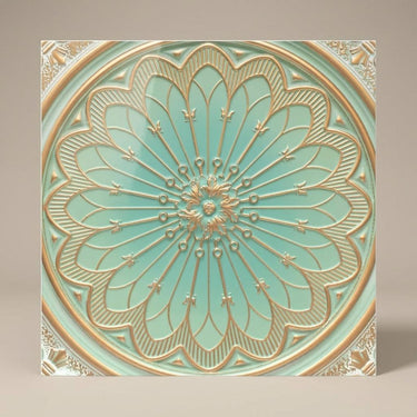 Innovate Arabian Green - Baali Botanical - Green, Gold - Decorative Ceiling Panel - 2 ft x 2 ft