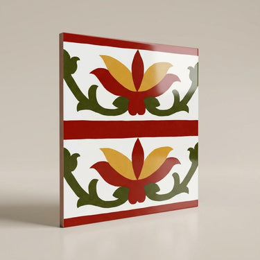 Chettinad Border Kamal, Dark Brown, Athangudi, Tiles - Vitrified - Full Body, 1 x 1 ft, 9 mm