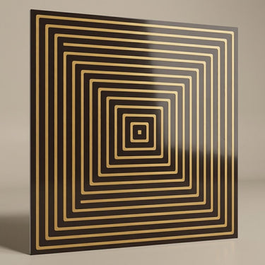 Antique Gold Sparkle - Greek Geometric - Gold, Brown - Decorative Ceiling Panel - 2 ft x 2 ft