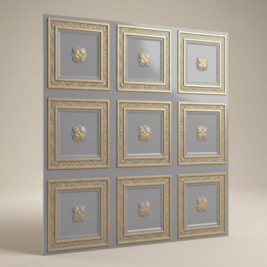 Innovate Royal Grey - Greek Geometric - Silver, Grey - Decorative Ceiling Panel - 2 ft x 2 ft