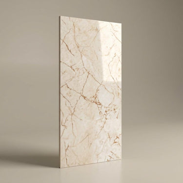 Golden Vein Bianco, Beige, Botticino Marble, Tiles - Vitrified - Full Body, 4 x 2 ft, 7 mm