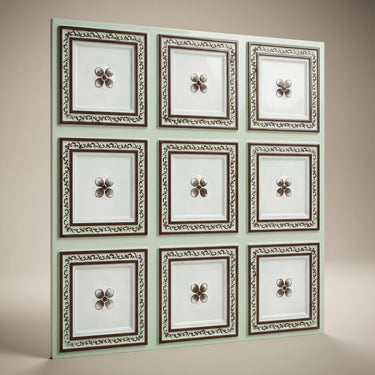 Canvas Aqua Tin - Greek Geometric - Blue, Silver - Decorative Ceiling Panel - 2 ft x 2 ft