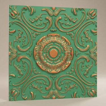 Regal Patina Copper - Baali Botanical - Copper, Bronze - Decorative Ceiling Panel - 2 ft x 2 ft