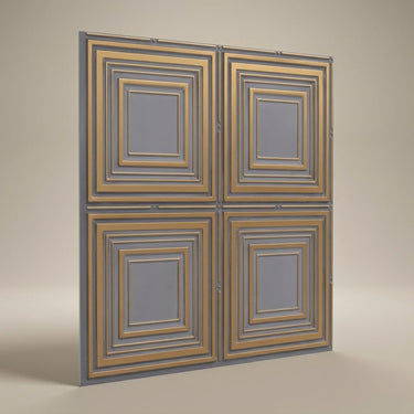 Intense Royal Grey - Greek Geometric - Silver, Grey - Decorative Ceiling Panel - 2 ft x 2 ft