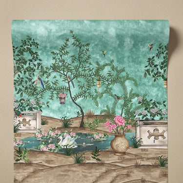 Floral Symphony- Green, Artisan Stories, Wallpaper, 58  sft