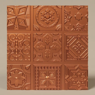 Glossy Copper - Persian Motifs - Copper - Decorative Ceiling Panel - 2 ft x 2 ft