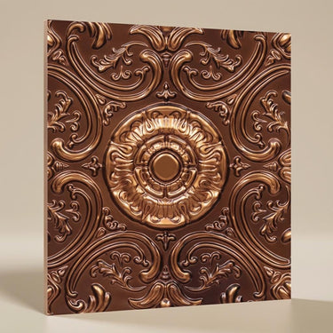 Sophisticated Brushed Gold - Baali Botanical - Gold, Brown - Decorative Ceiling Panel - 2 ft x 2 ft